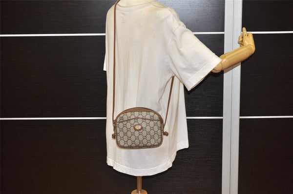 Authentic GUCCI GG Plus Shoulder Cross Body Bag PVC Leather Brown Junk 5673K