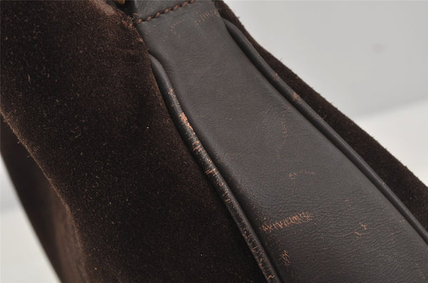 Authentic GUCCI Bamboo 2Way Shoulder Hand Bag Suede Leather Brown Junk 5676J