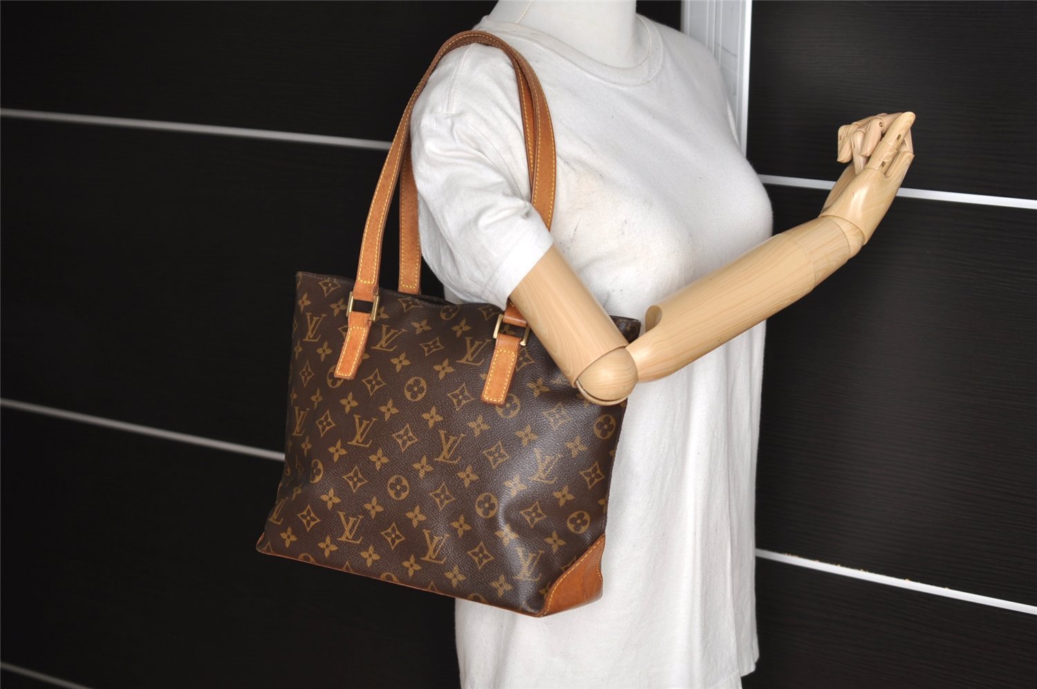 Authentic Louis Vuitton Monogram Cabas Piano Shoulder Tote Bag M51148 LV 5677I