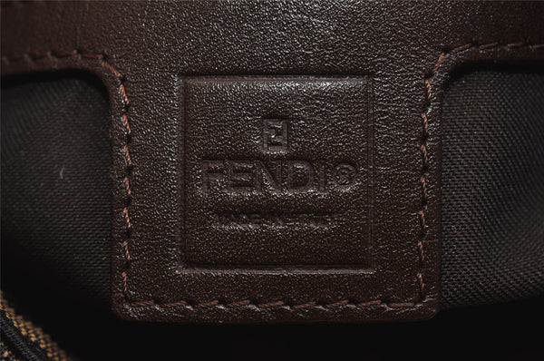 Authentic FENDI Zucca Mamma Baguette Shoulder Bag Canvas Leather Brown 5678I
