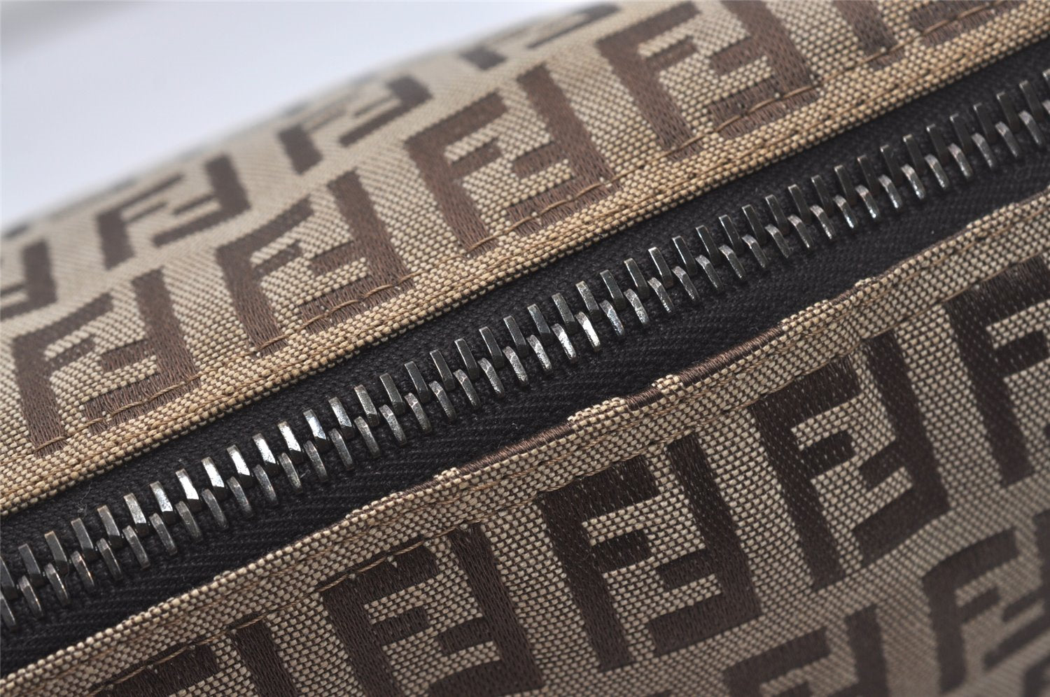 Authentic FENDI Zucchino Vintage Hand Bag Purse Canvas Leather Brown 5679I