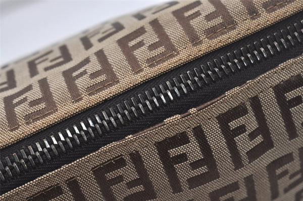 Authentic FENDI Zucchino Vintage Hand Bag Purse Canvas Leather Brown 5679I