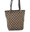 Authentic GUCCI Vintage Shoulder Tote Bag Purse GG Canvas Leather Black 5681K