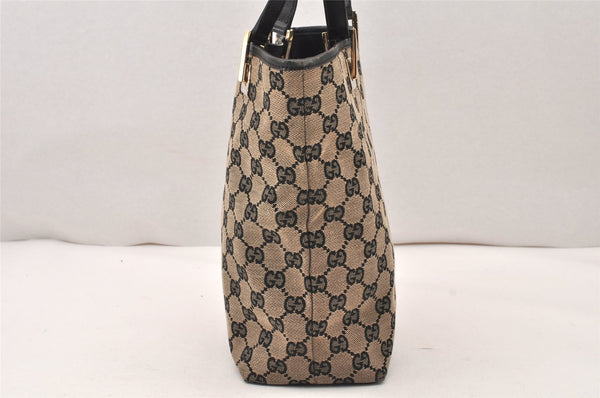 Authentic GUCCI Vintage Shoulder Tote Bag Purse GG Canvas Leather Black 5681K