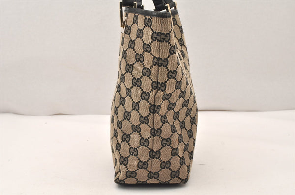 Authentic GUCCI Vintage Shoulder Tote Bag Purse GG Canvas Leather Black 5681K