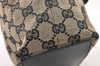 Authentic GUCCI Vintage Shoulder Tote Bag Purse GG Canvas Leather Black 5681K