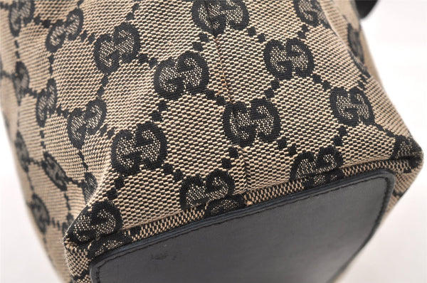 Authentic GUCCI Vintage Shoulder Tote Bag Purse GG Canvas Leather Black 5681K