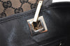 Authentic GUCCI Vintage Shoulder Tote Bag Purse GG Canvas Leather Black 5681K