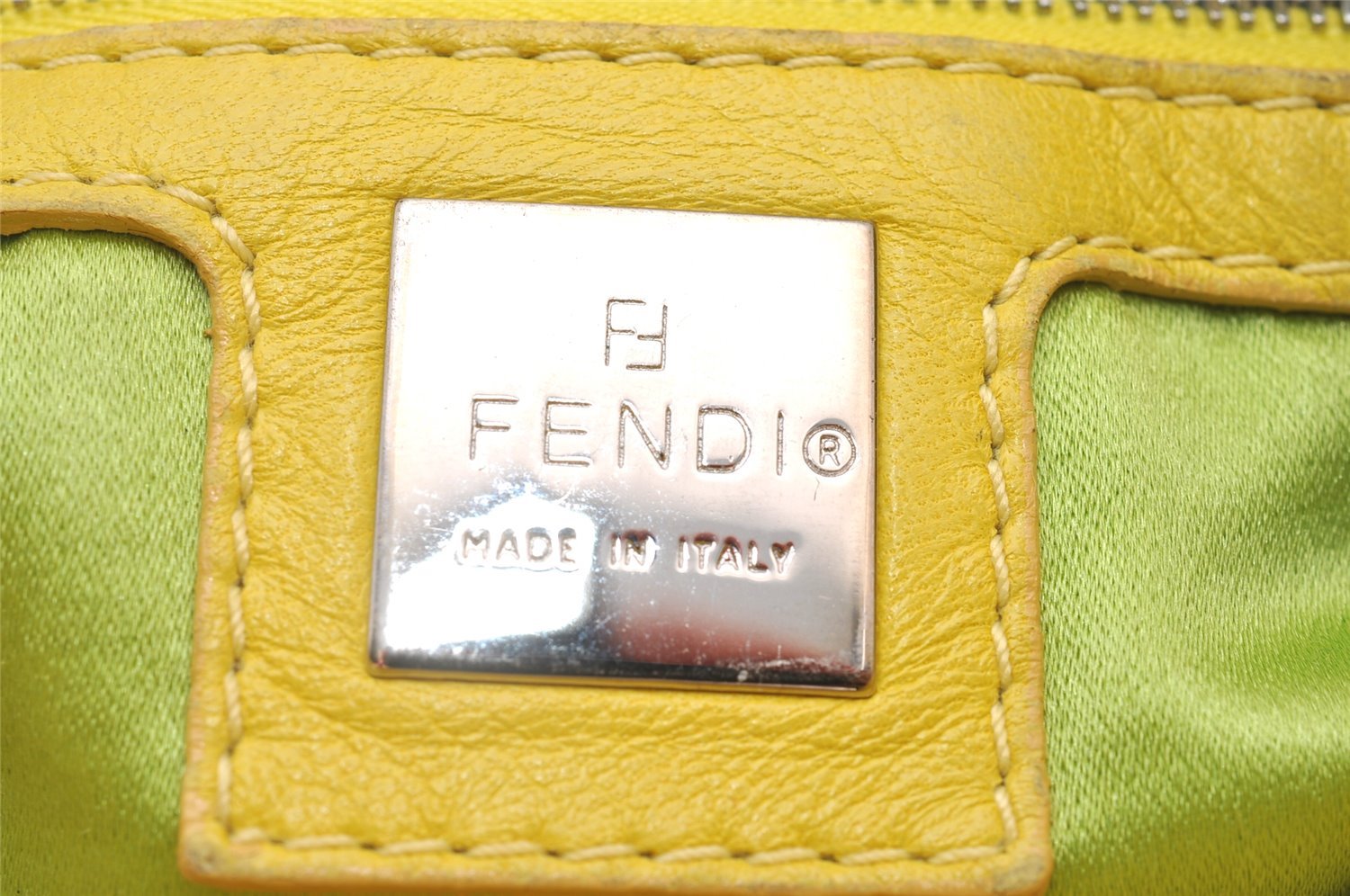 Authentic FENDI Mamma Baguette Shoulder Hand Bag Purse Leather Yellow 5683I