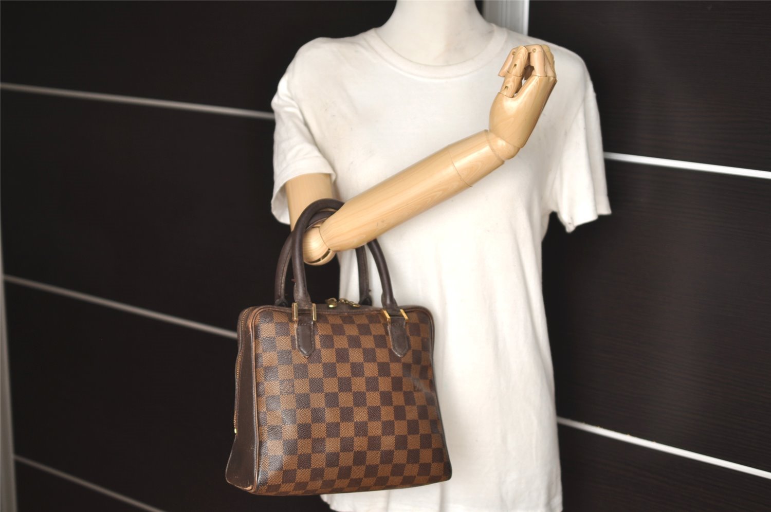 Authentic Louis Vuitton Damier Brera Hand Bag Purse N51150 LV 5684I