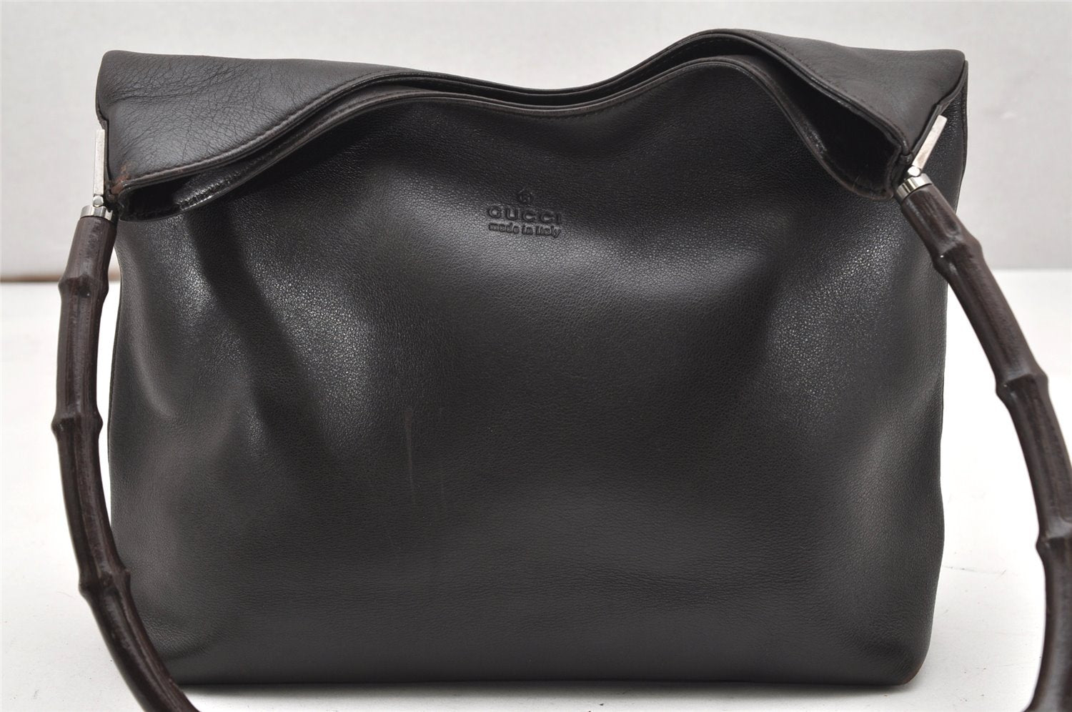Authentic GUCCI Bamboo Shoulder Bag Purse Leather Brown 0013244 Junk 5685K