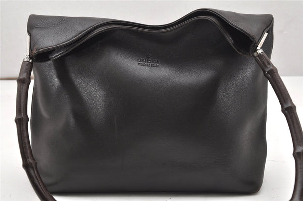 Authentic GUCCI Bamboo Shoulder Bag Purse Leather Brown 0013244 Junk 5685K