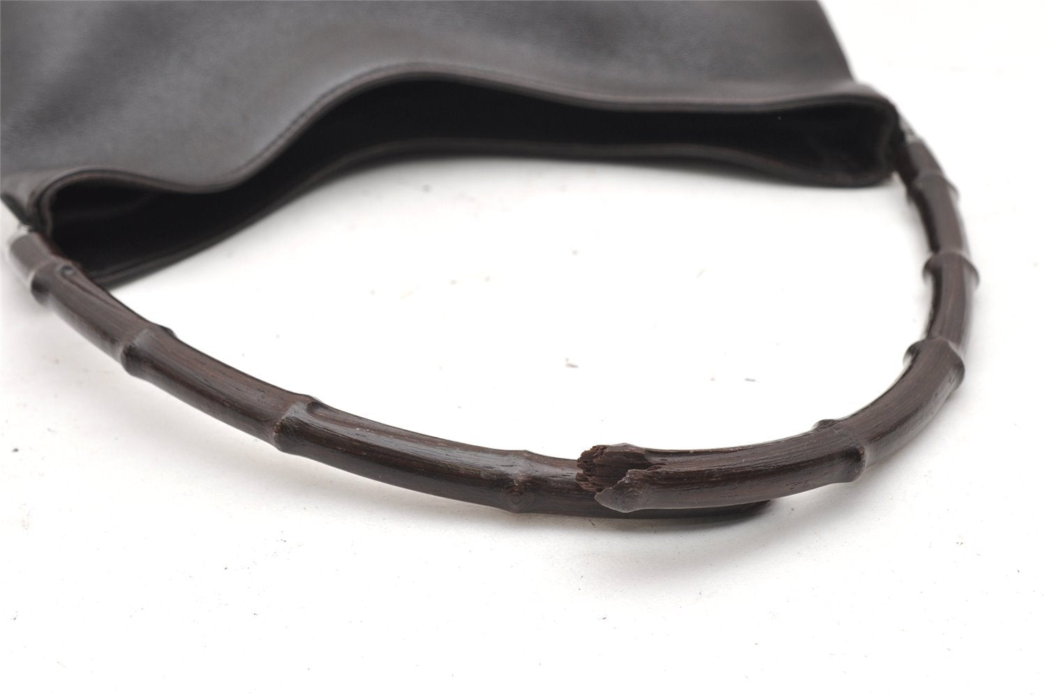 Authentic GUCCI Bamboo Shoulder Bag Purse Leather Brown 0013244 Junk 5685K