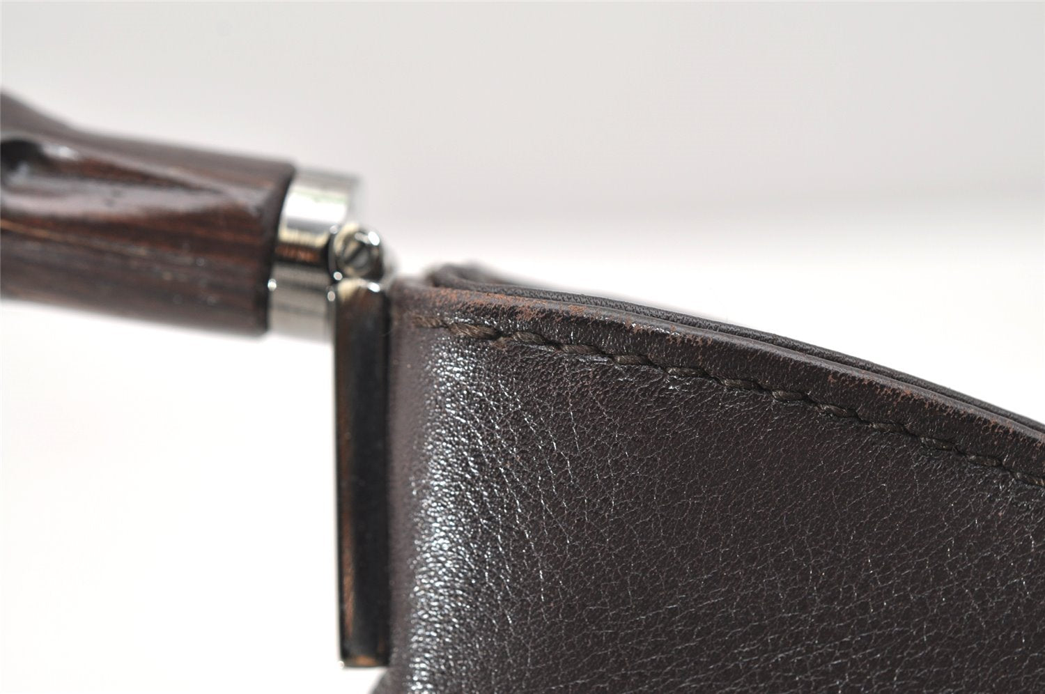 Authentic GUCCI Bamboo Shoulder Bag Purse Leather Brown 0013244 Junk 5685K