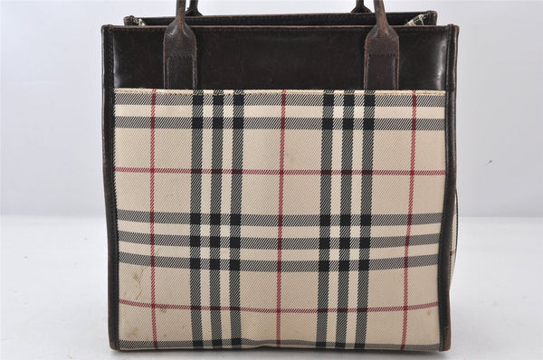 Authentic BURBERRY Nova Check Nylon Leather Tote Hand Bag Purse Beige 5686K