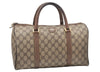 Authentic GUCCI Vintage Hand Boston Bag Purse GG PVC Leather Brown 5687K