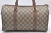 Authentic GUCCI Vintage Hand Boston Bag Purse GG PVC Leather Brown 5687K
