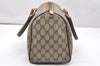 Authentic GUCCI Vintage Hand Boston Bag Purse GG PVC Leather Brown 5687K