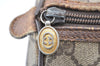 Authentic GUCCI Vintage Hand Boston Bag Purse GG PVC Leather Brown 5687K