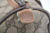 Authentic GUCCI Vintage Hand Boston Bag Purse GG PVC Leather Brown 5687K
