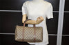 Authentic GUCCI Vintage Hand Boston Bag Purse GG PVC Leather Brown 5687K