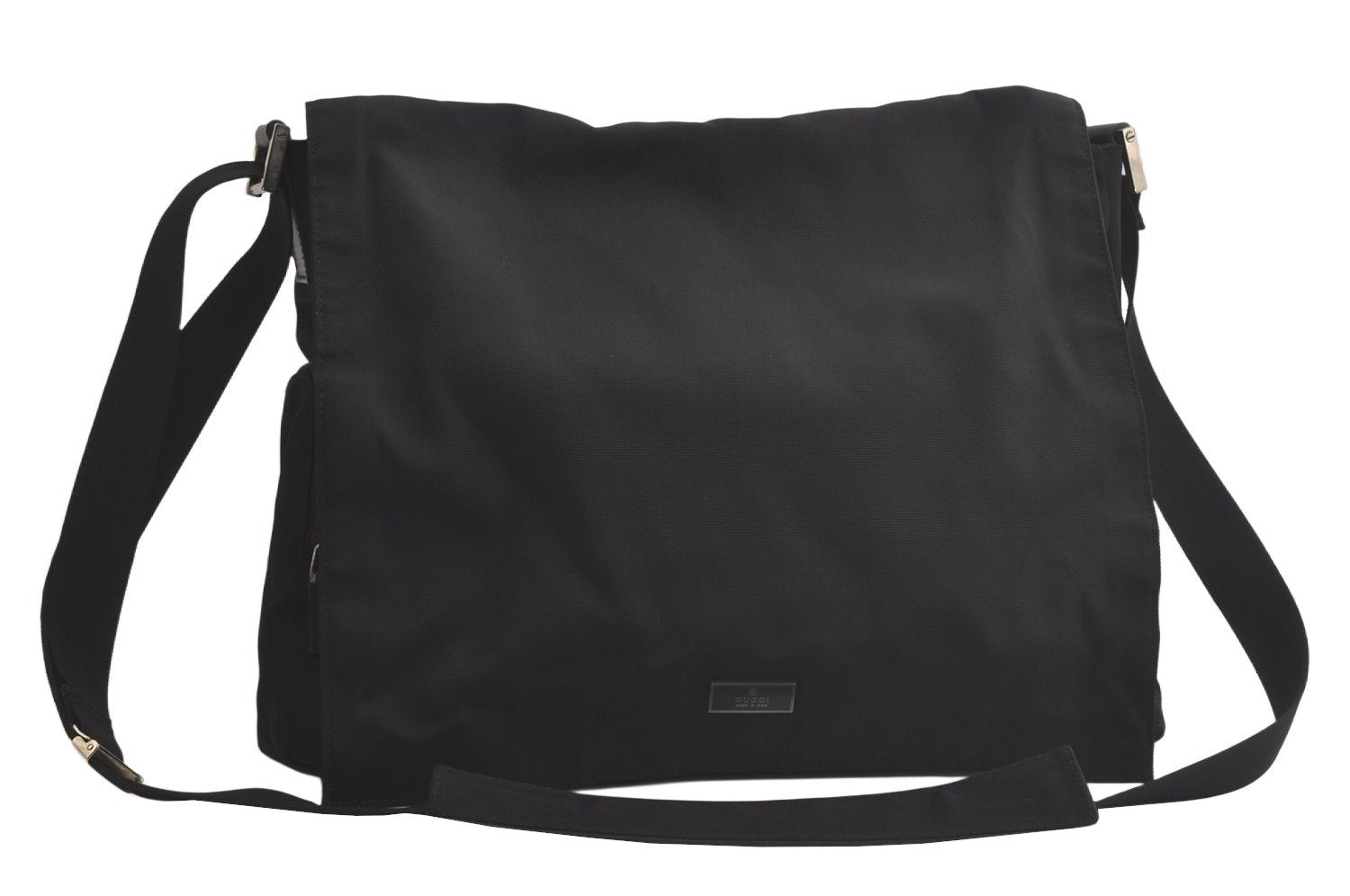 Authentic GUCCI Shoulder Cross Body Bag Purse Nylon Leather 0190340 Black 5691K