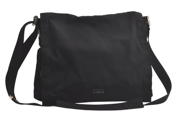 Authentic GUCCI Shoulder Cross Body Bag Purse Nylon Leather 0190340 Black 5691K