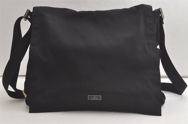 Authentic GUCCI Shoulder Cross Body Bag Purse Nylon Leather 0190340 Black 5691K