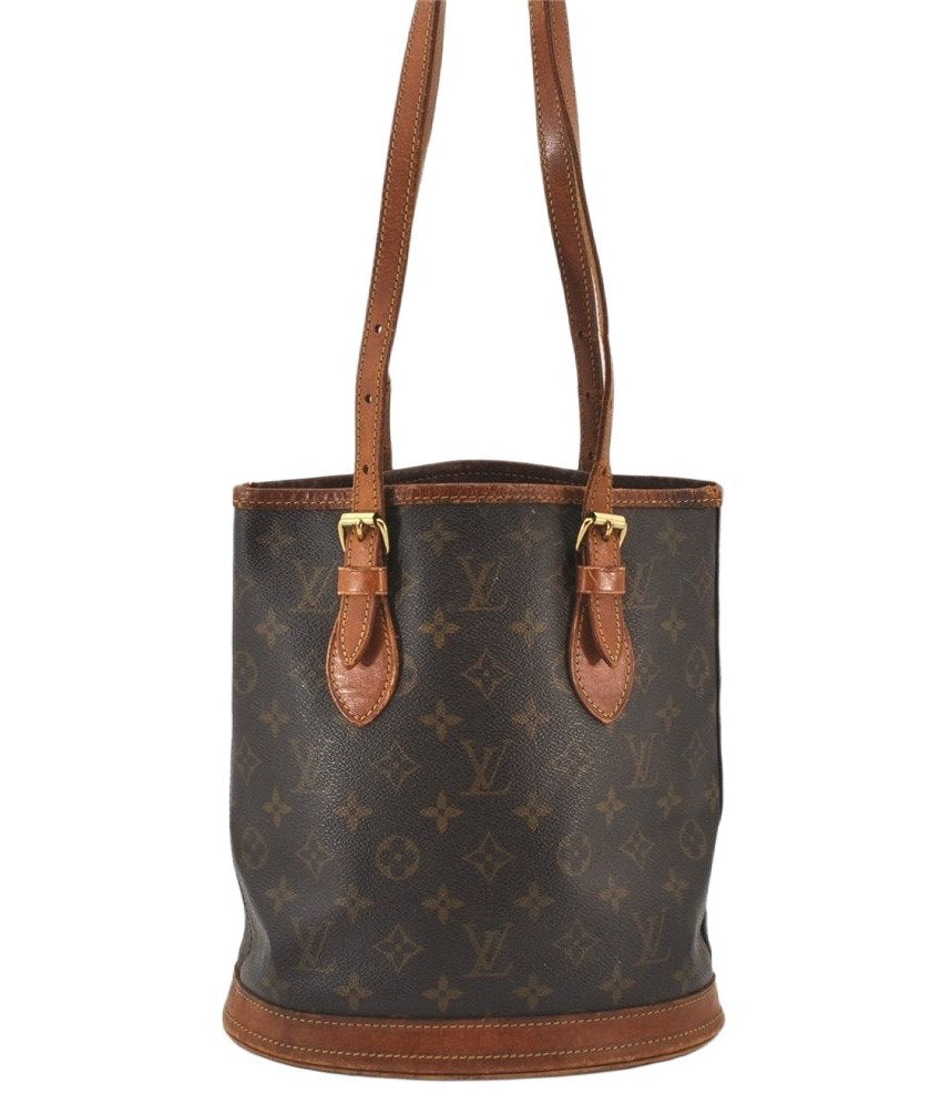 Authentic Louis Vuitton Monogram Bucket PM Shoulder Tote Bag M42238 Junk 5697K