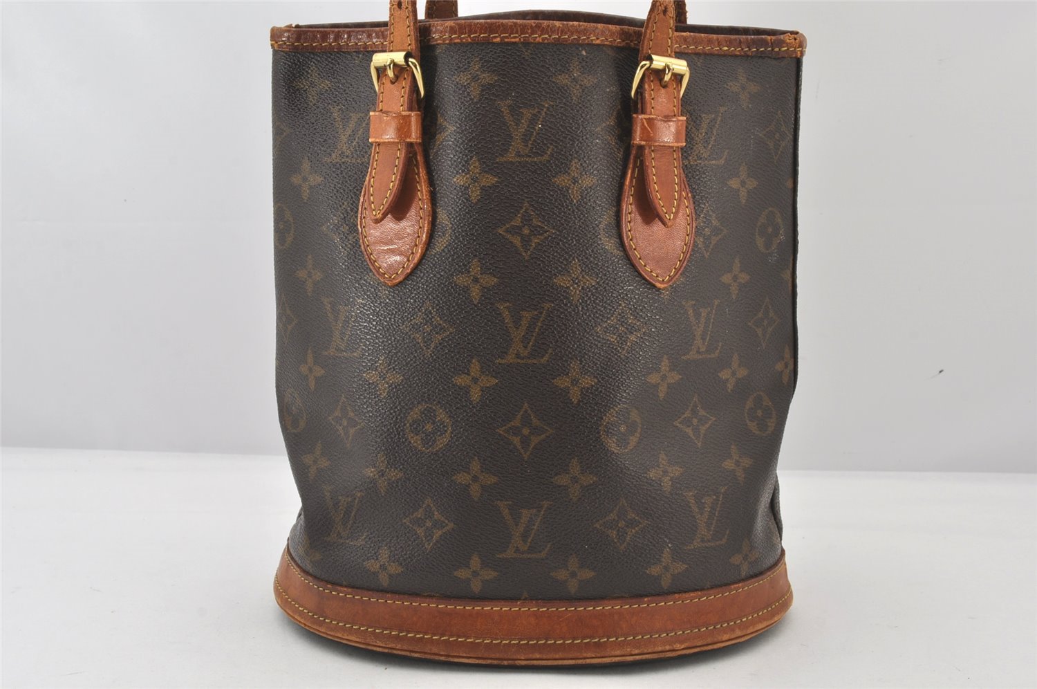 Authentic Louis Vuitton Monogram Bucket PM Shoulder Tote Bag M42238 Junk 5697K