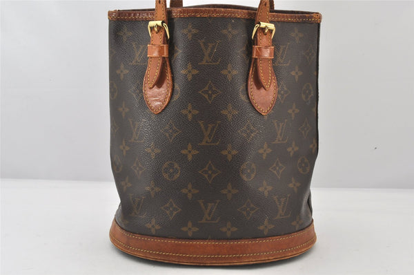 Authentic Louis Vuitton Monogram Bucket PM Shoulder Tote Bag M42238 Junk 5697K