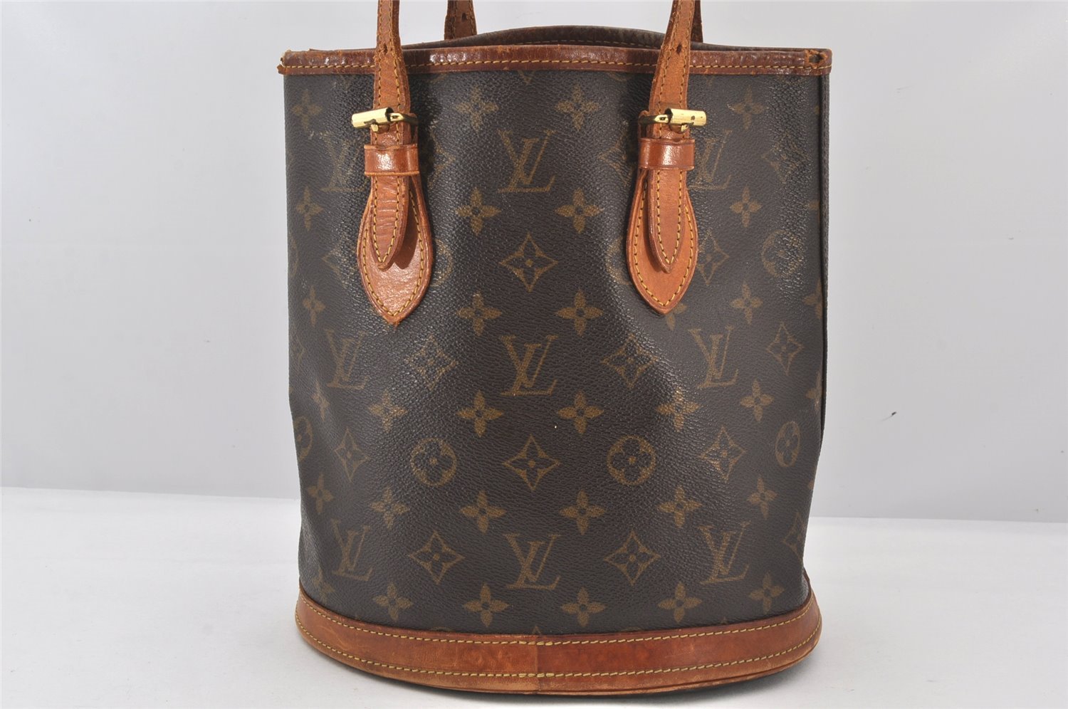 Authentic Louis Vuitton Monogram Bucket PM Shoulder Tote Bag M42238 Junk 5697K