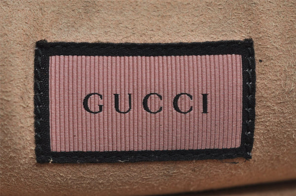 Authentic GUCCI Ghost LIFE IS GUCCI Clutch Bag Purse Leather 445597 Black 5698I