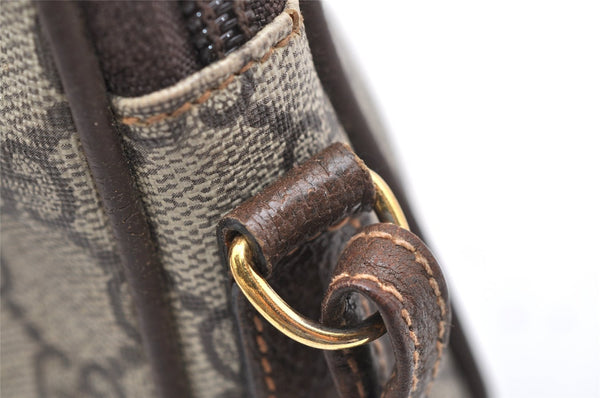 Authentic GUCCI Shoulder Cross Body Bag Purse GG PVC Leather Brown Junk 5699K