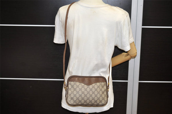 Authentic GUCCI Shoulder Cross Body Bag Purse GG PVC Leather Brown Junk 5699K