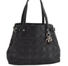 Authentic Christian Dior Panarea Cannage Tote Bag PVC Leather Black 5700I