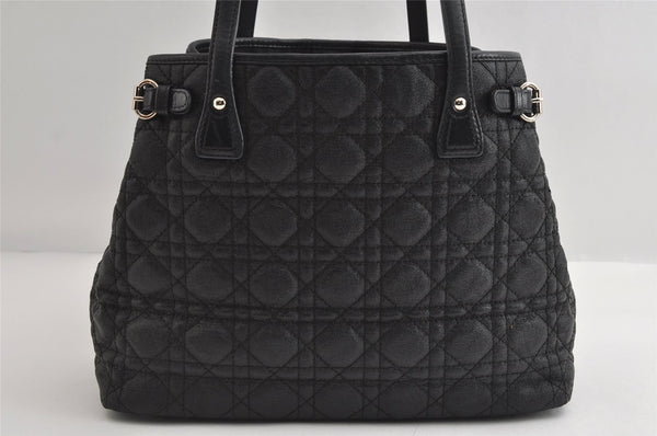 Authentic Christian Dior Panarea Cannage Tote Bag PVC Leather Black 5700I