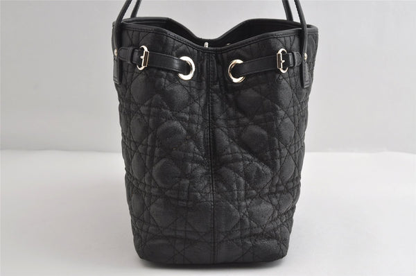 Authentic Christian Dior Panarea Cannage Tote Bag PVC Leather Black 5700I