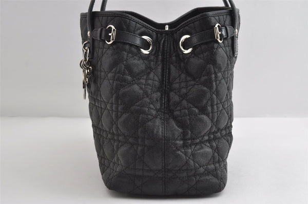Authentic Christian Dior Panarea Cannage Tote Bag PVC Leather Black 5700I
