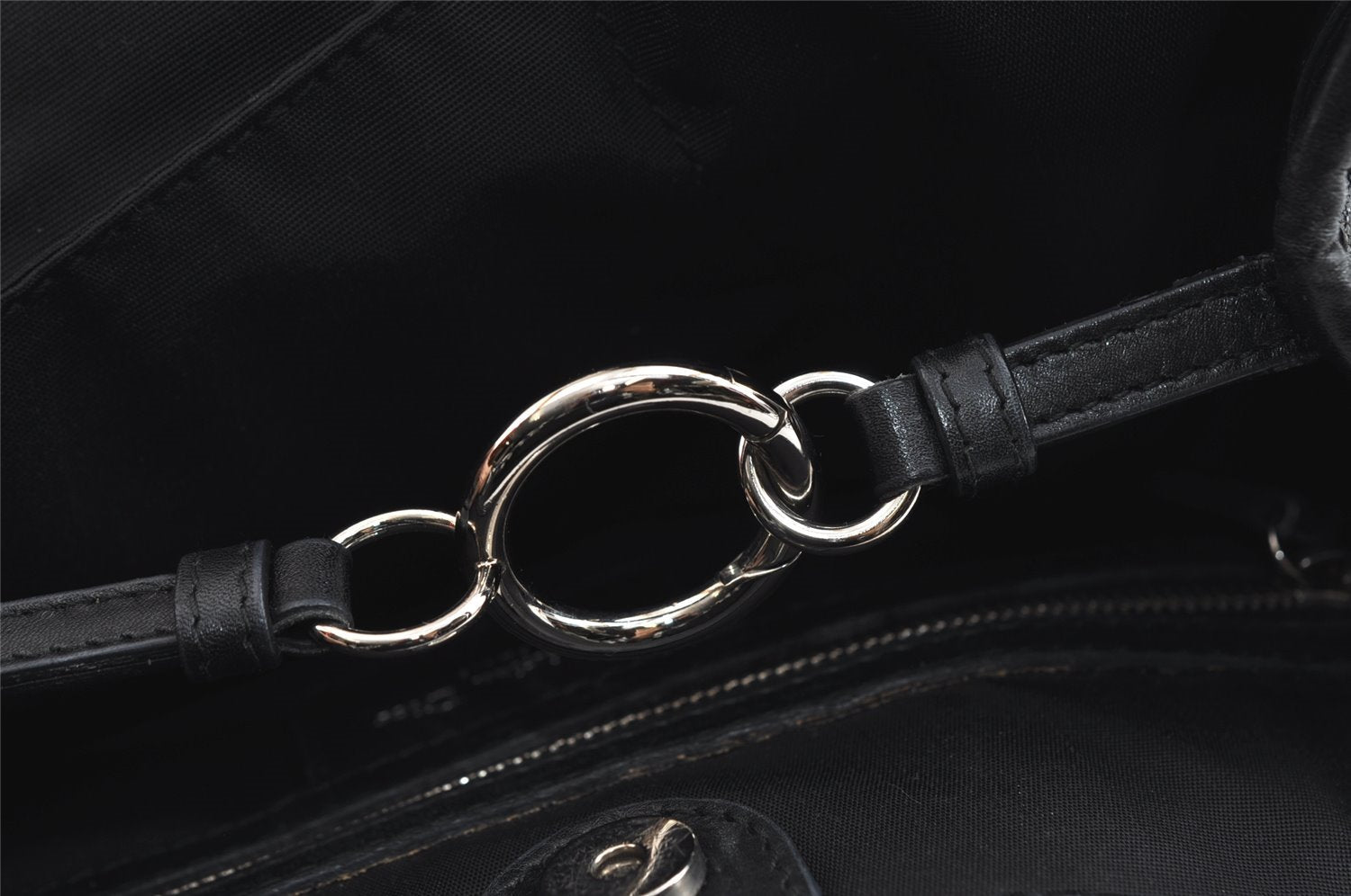 Authentic Christian Dior Panarea Cannage Tote Bag PVC Leather Black 5700I