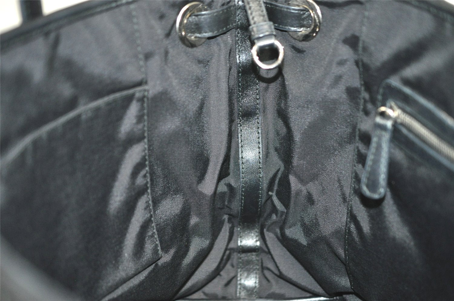 Authentic Christian Dior Panarea Cannage Tote Bag PVC Leather Black 5700I