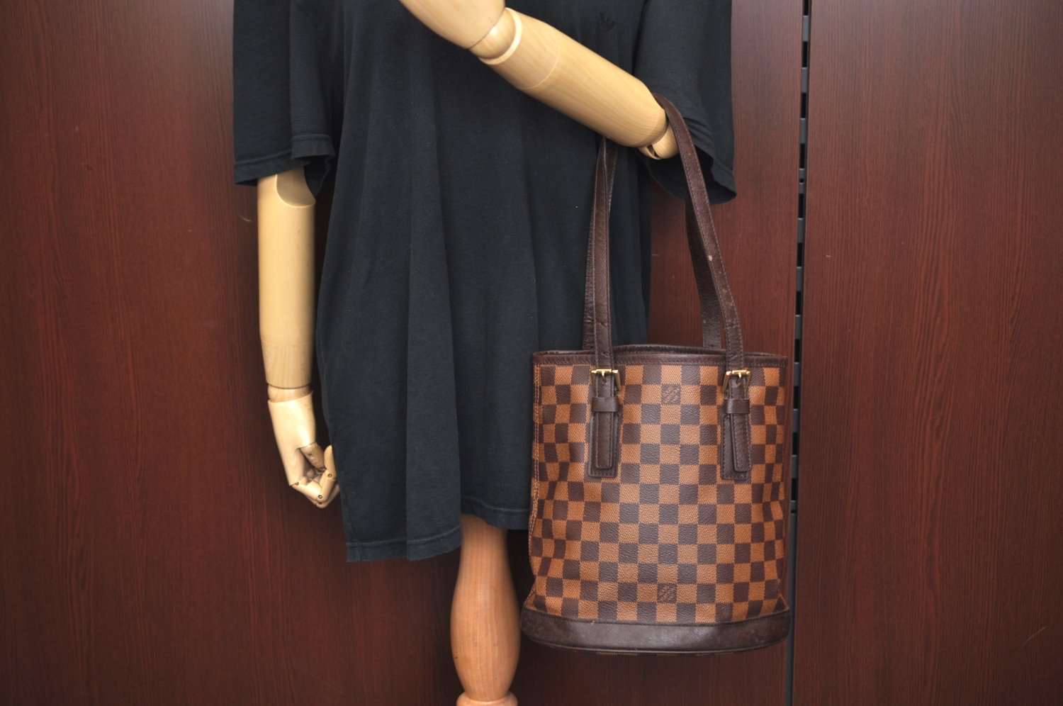 Authentic Louis Vuitton Damier Marais Bucket Shoulder Tote Bag N42240 LV 5701I