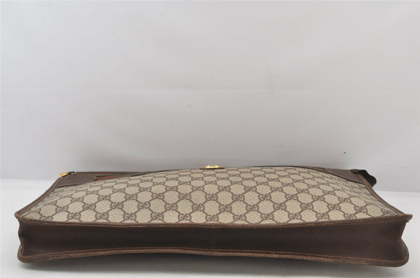 Authentic GUCCI Web Sherry Line Document PC Case GG PVC Leather Brown 5701K