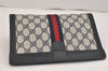 Authentic GUCCI Sherry Line Clutch Hand Bag Purse GG PVC Leather Navy Junk 5703K