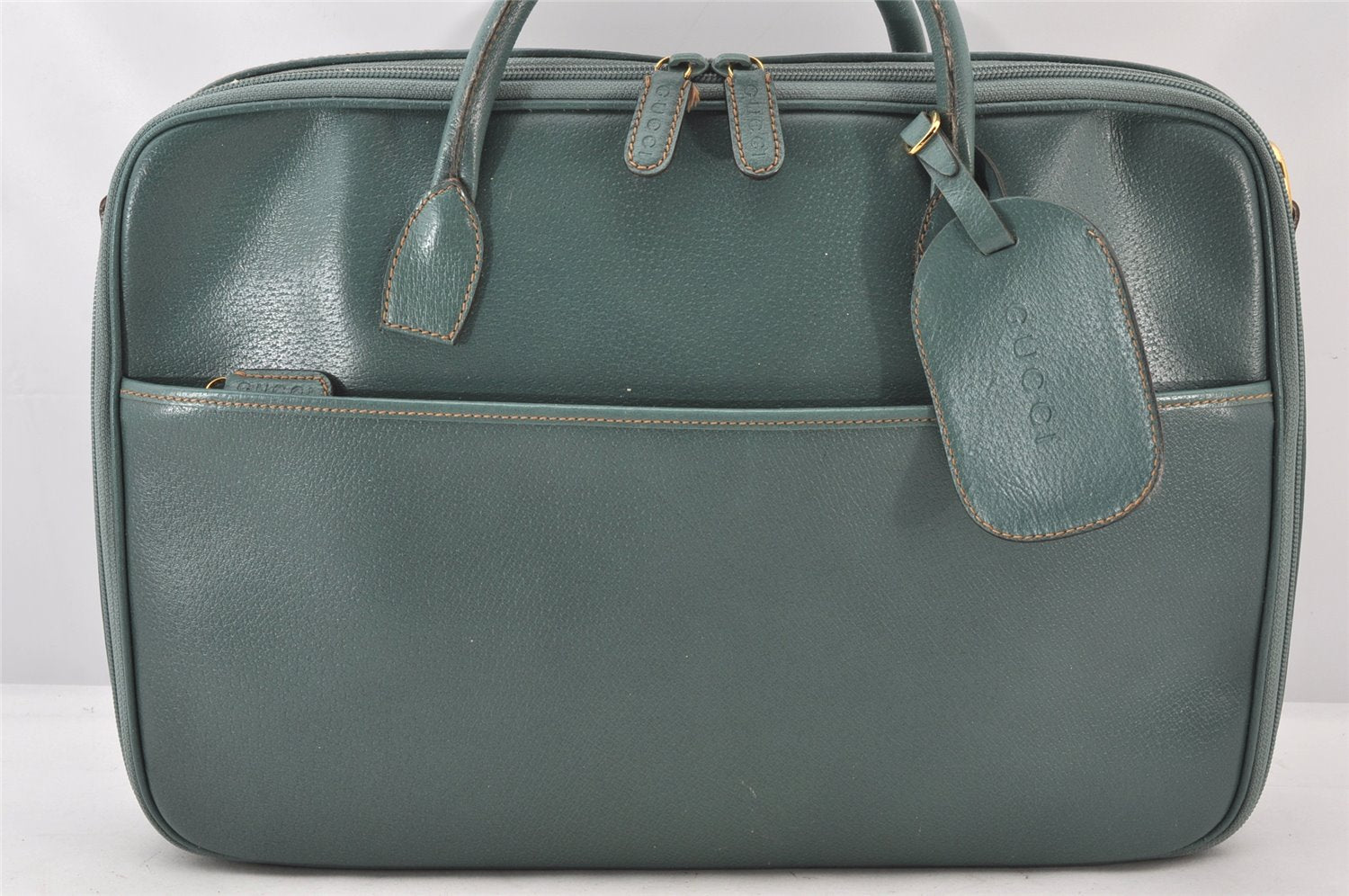 Authentic GUCCI 2Way Briefcase Business Bag Leather Light Blue Junk 5705K