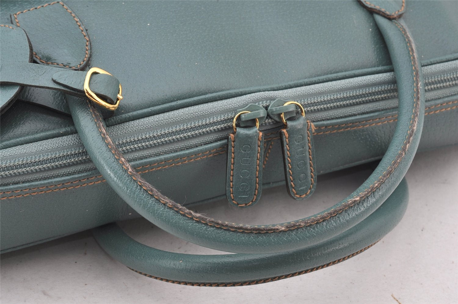Authentic GUCCI 2Way Briefcase Business Bag Leather Light Blue Junk 5705K