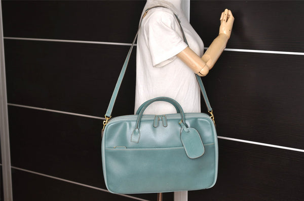 Authentic GUCCI 2Way Briefcase Business Bag Leather Light Blue Junk 5705K
