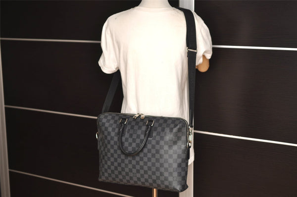 Auth Louis Vuitton Damier Graphite Porte Documents Jules N48224 Briefcase 5706I