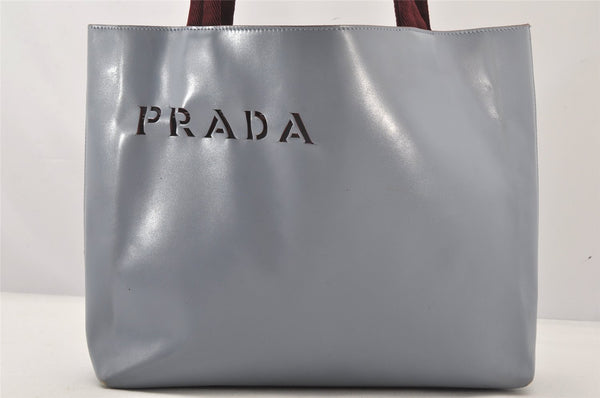 Authentic PRADA VITELLO SHOPPIN Leather Tote Bag B10187 Light Blue 5708K