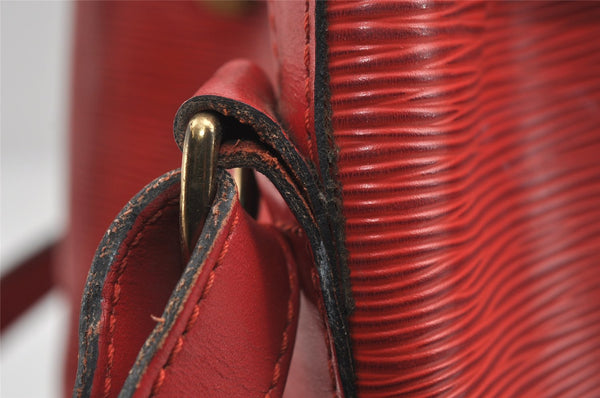 Authentic Louis Vuitton Epi Petit Noe Shoulder Drawstring Bag M44107 Red 5709I